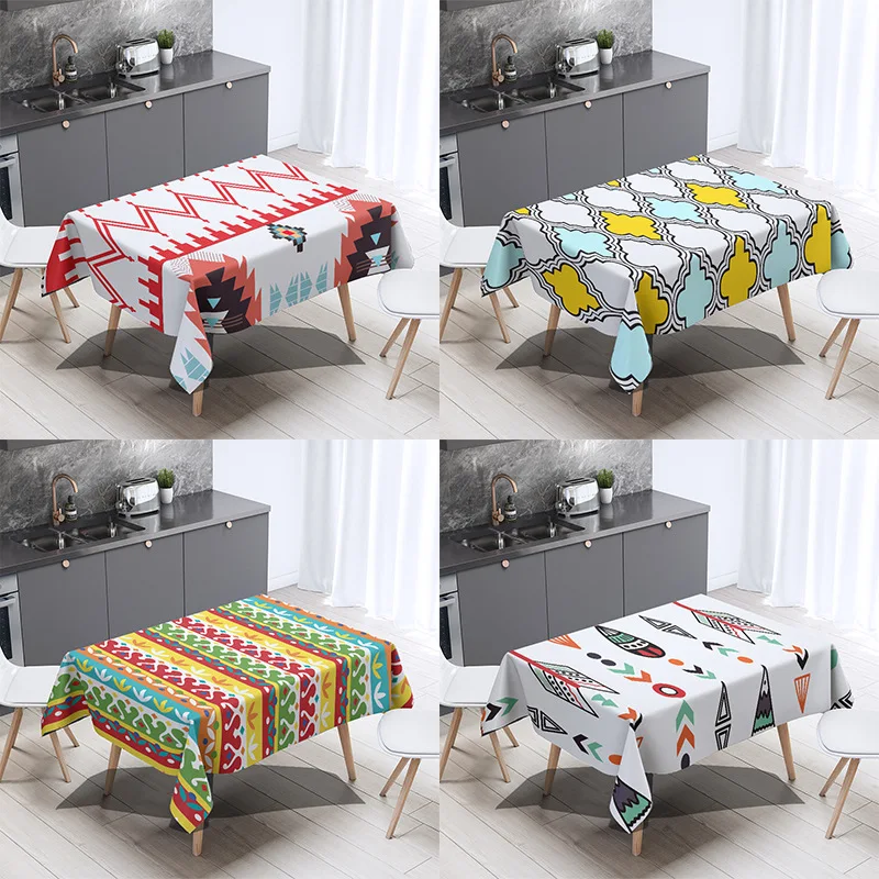 

Boho Linen Tablecloth Vintage Cotton Linen Kitchen Decor Party Festive Dinner Restaurant Cover Cloth Decorative Tablecloth