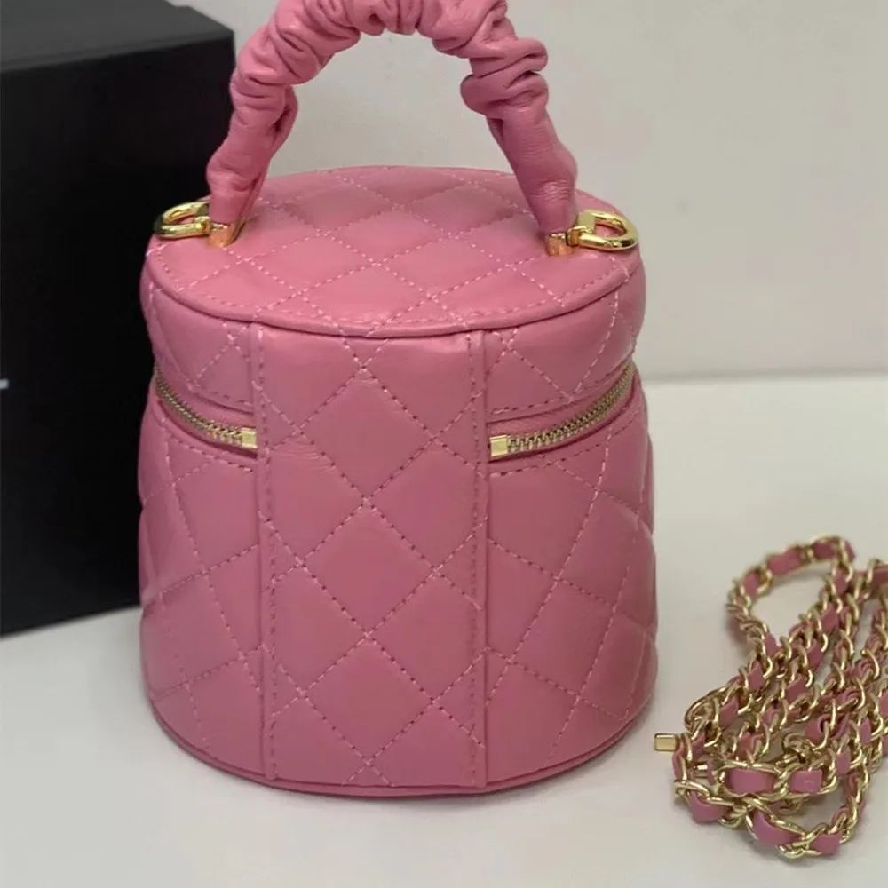 

High-end 2022 women's temperament cylindrical chain bag with makeup mirror, versatile and foreign