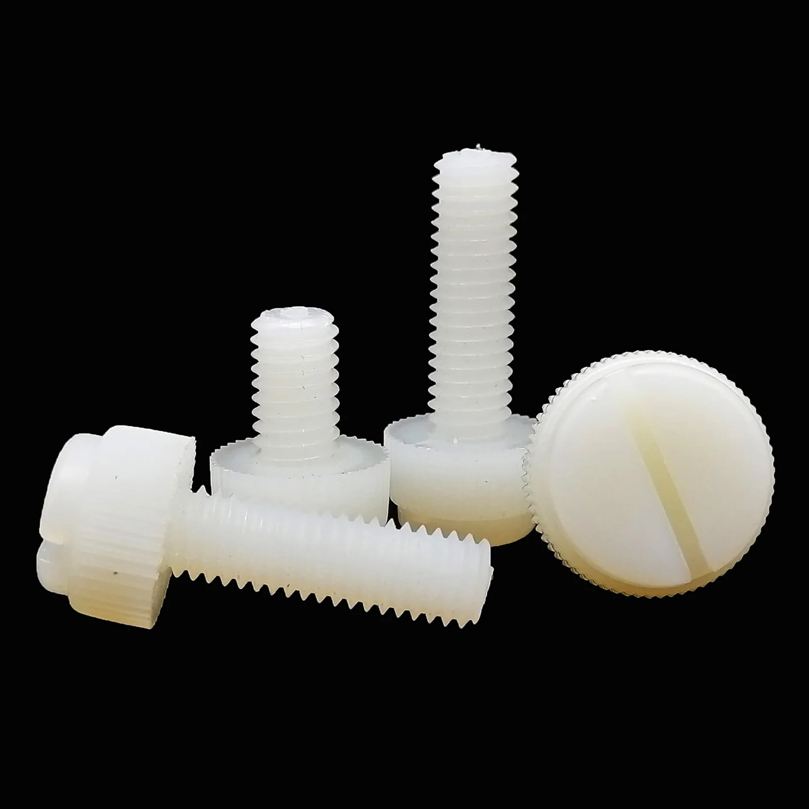 

10pcs M3 M4 M5 M6 M8 White Nylon Plastic Insulated Knurl Slotted Head Adjust Toolless Thumbscrew Hand Tighten Thumb Screw Bolt