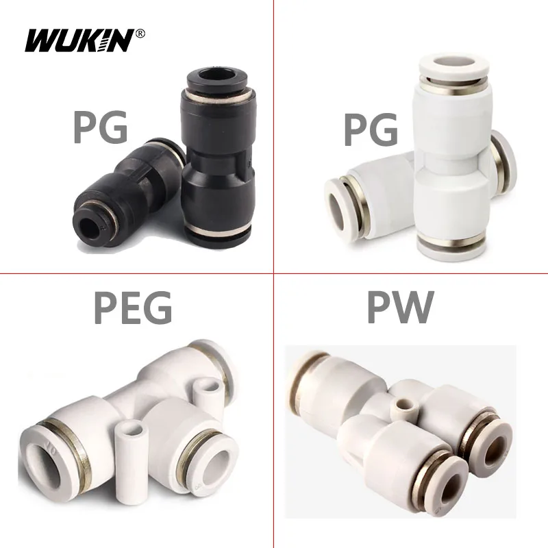 

2Pcs PG/PEG/PW Pneumatic Connector 2-way 3-way Straight Plastic Air Quick Fittings Gas Pipe Plastic Quick Plug Connectors