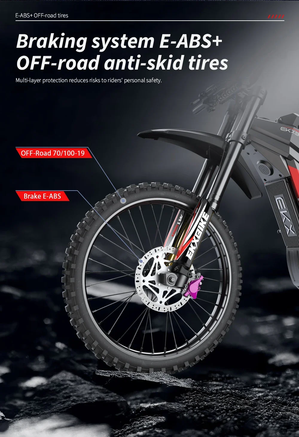 Фото Мощный взрослый электрический мотоцикл EKXBike M1, 16.8 кВт, центральный двигатель, съемная батарея 72В50Ач, скорость 100 км/ч, готов к бездорожью, электробайк Readygo №5