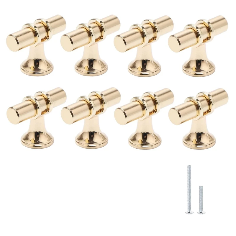 

BEAU-8 Packs Champagne Gold Cabinet Knobs Drawer Knobs Euro T Bar Cabinet Handles Modern Knobs For Cabinets And Drawers