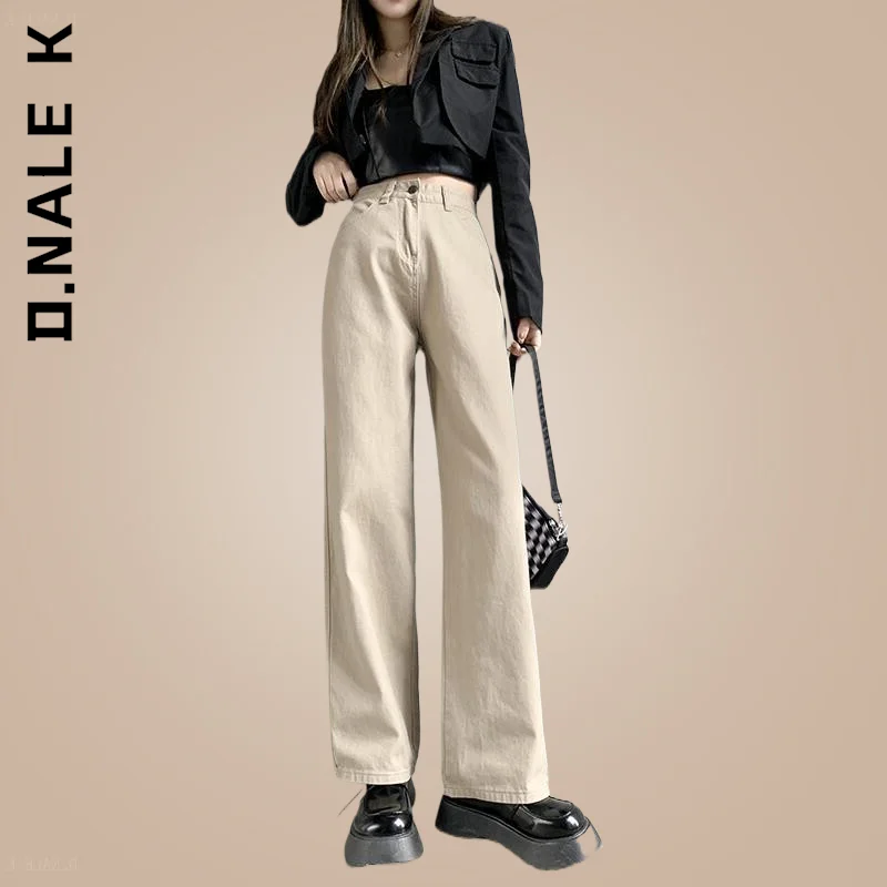

D.Nale K 2022 Trend Denim Pants Mom Jean Straight Leg Jeans For Women High Waist Baggy Pants Casual Comfort Trousers