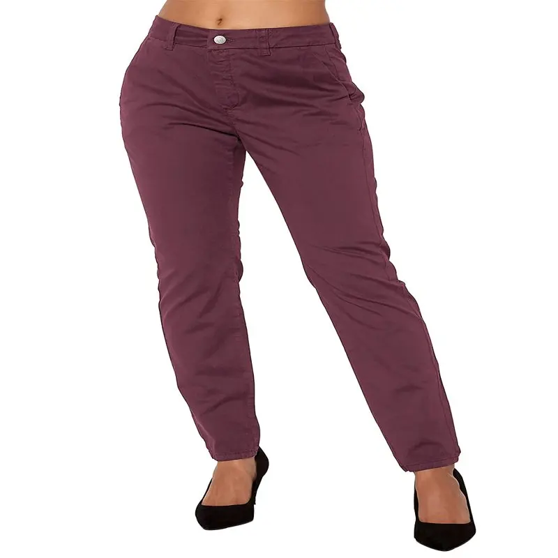 

HMCN Womens Mid-Rise Stretch Twill Chino Pants Casual Work Pants