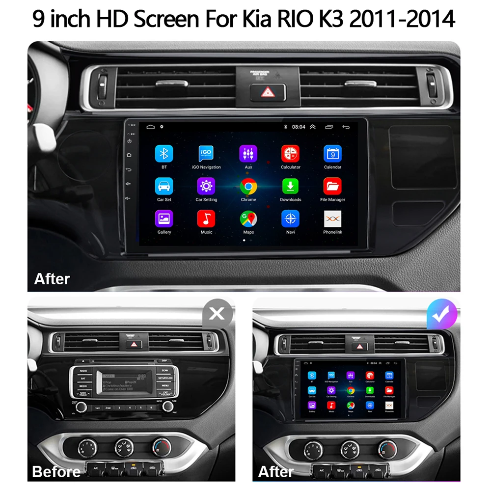 Автомагнитола 2 Din на Android 11 для KIA K3 RIO 2011-2014 мультимедийный видеоплеер с