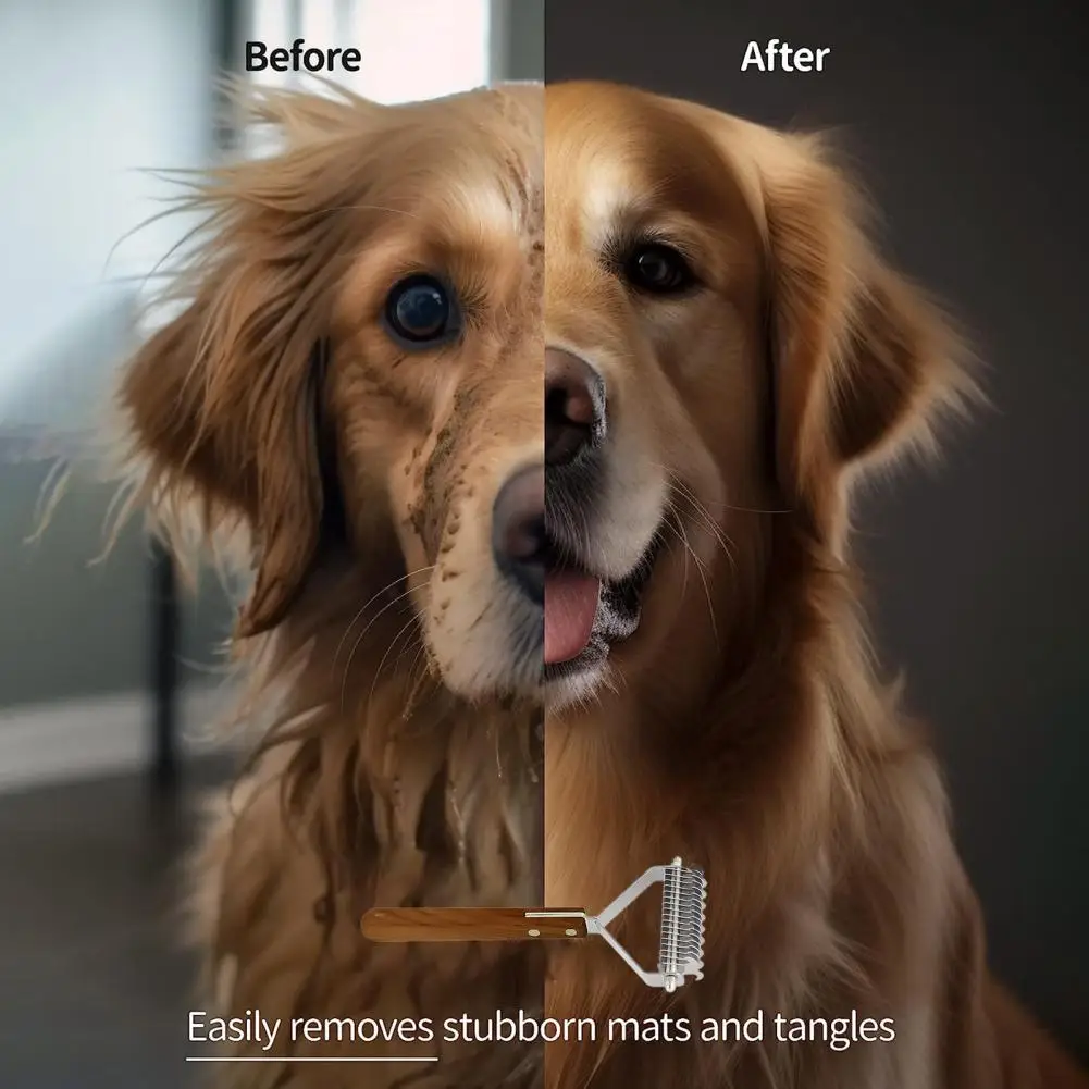 Ручка этой расчески для шерсти домашних животных изготовлена из высококачественной древесины. Эргономичная деревянная ручка, очень удобная в использовании.