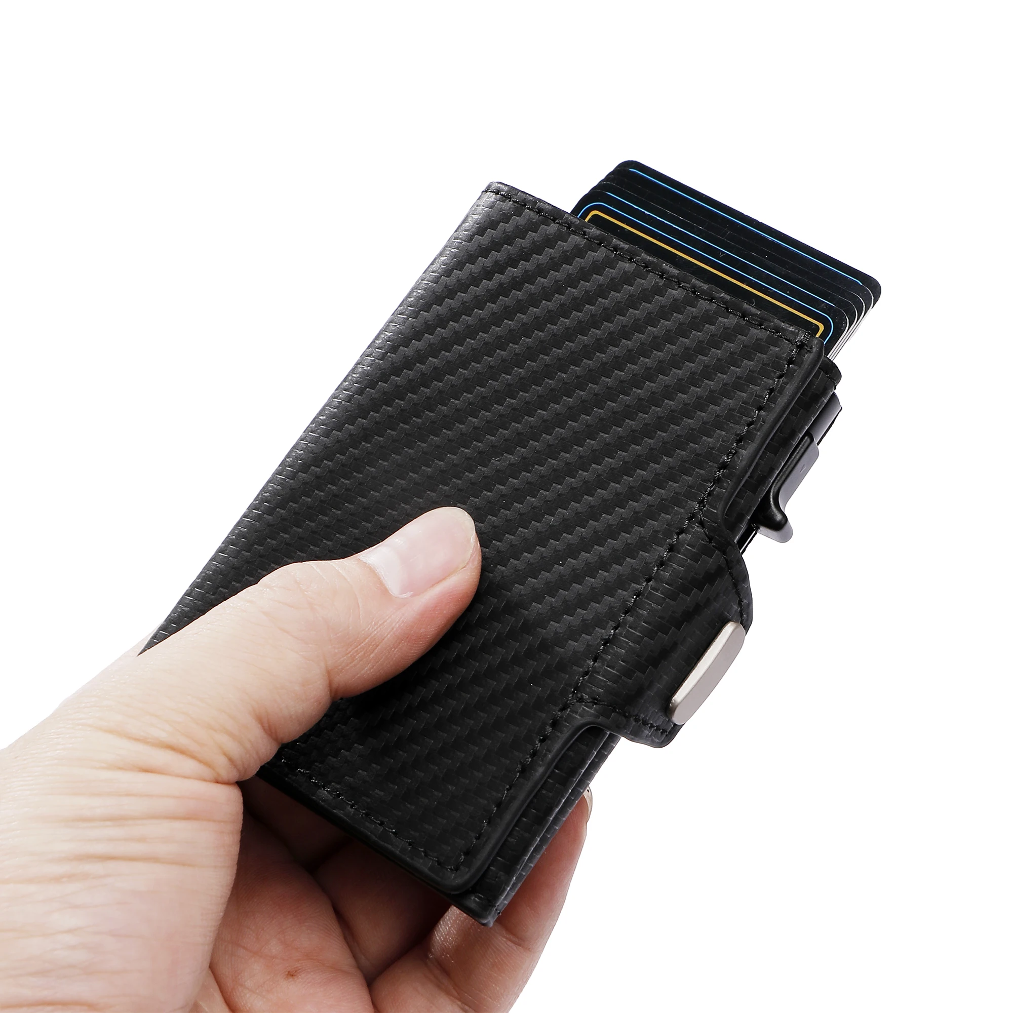 Многофункциональный бумажник для мужчин двухслойный из углеродного волокна и