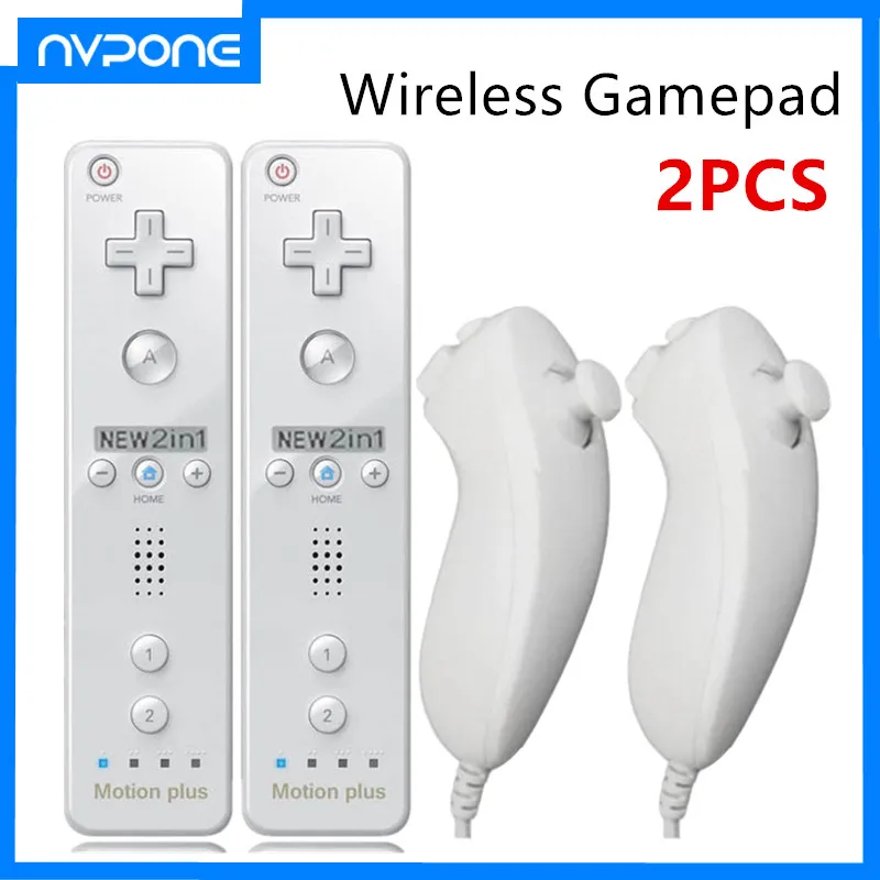 2 in 1 For Wii Motion Plus Wireless Remote Controller For Wii Nunchuck Remote Controller Joystick Joypad