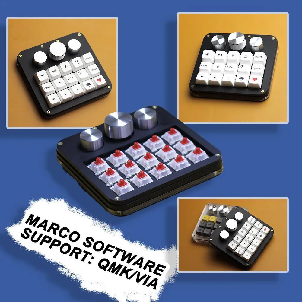 

VIA QMK 15 Key 3 Knob Macro Keyboard RGB Photoshop AI Macro Keyboard Encode Programmable Mechanical Programming Keypad