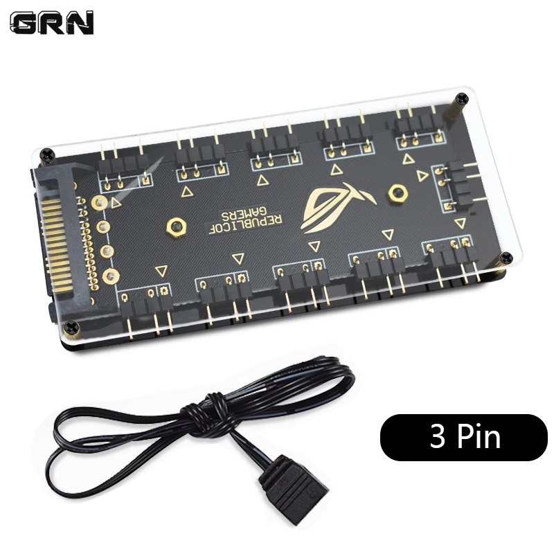 

3pin 4pin 1to10-Channel Splitter Computer Power Extend Hub with 50cm Wire for PC Fan PWM Extension RGB LED Strip Powered