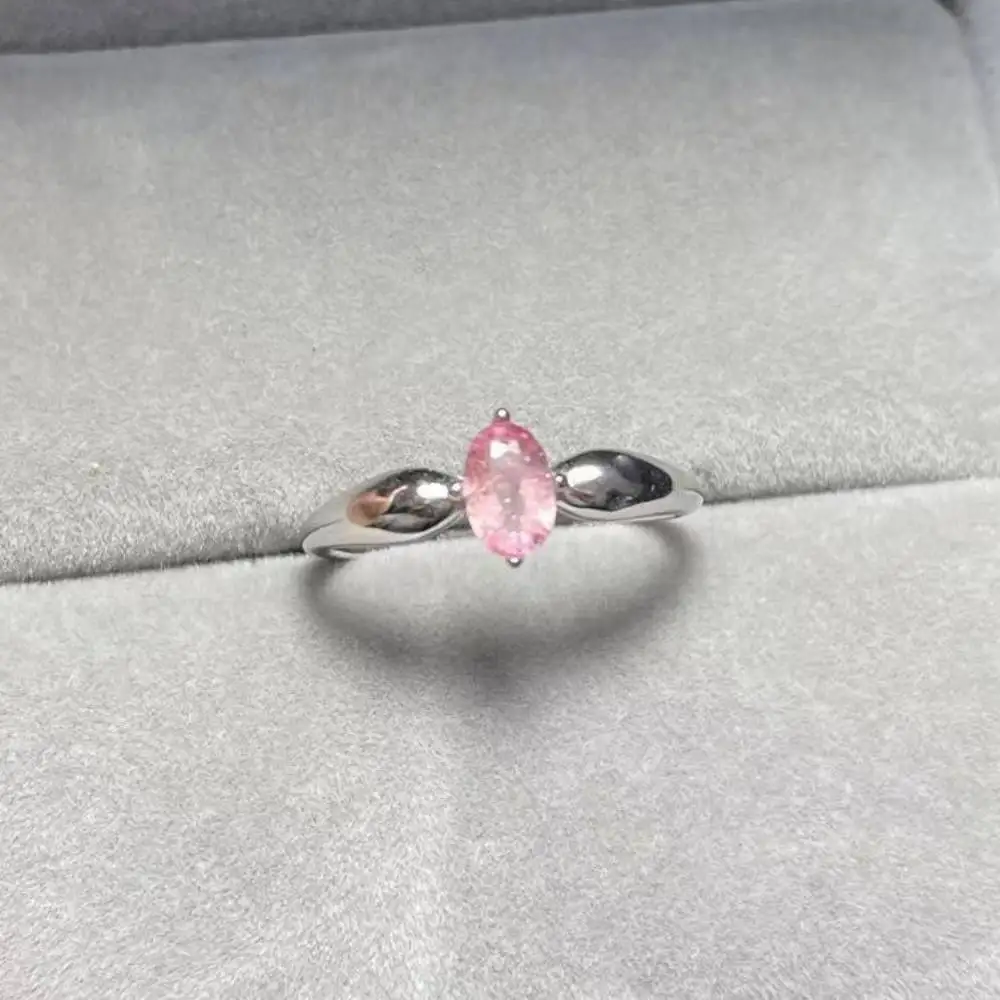 925 пробы Серебряный AKAC натуральный розовый турмалин регулируемое кольцо камень