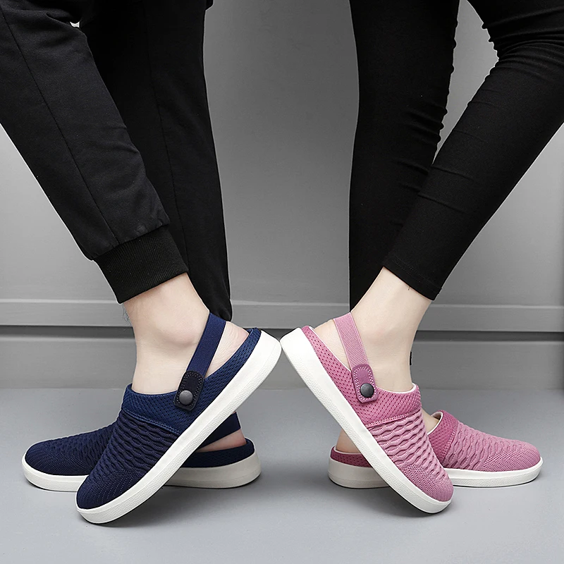 

New Men Women Shoes One Pedal Casual Sandals Non-slip Sandal Beach Sandals For Women Breathable Mesh Outdoor Walking Slippers 46