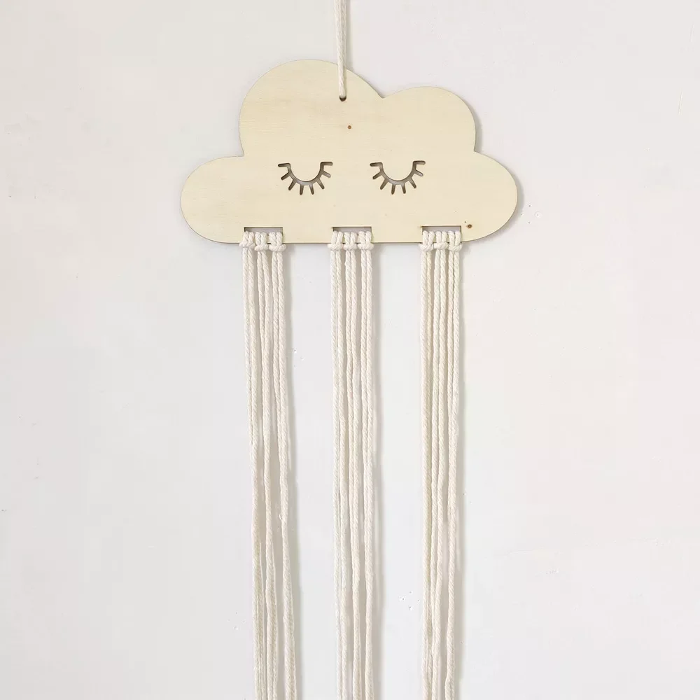 

INS Wooden Cloud Baby Hair Clips Holder Princess Girls Hairpins Storage Hanger Jewelry Photos Organizer Wall Hanging Ornaments