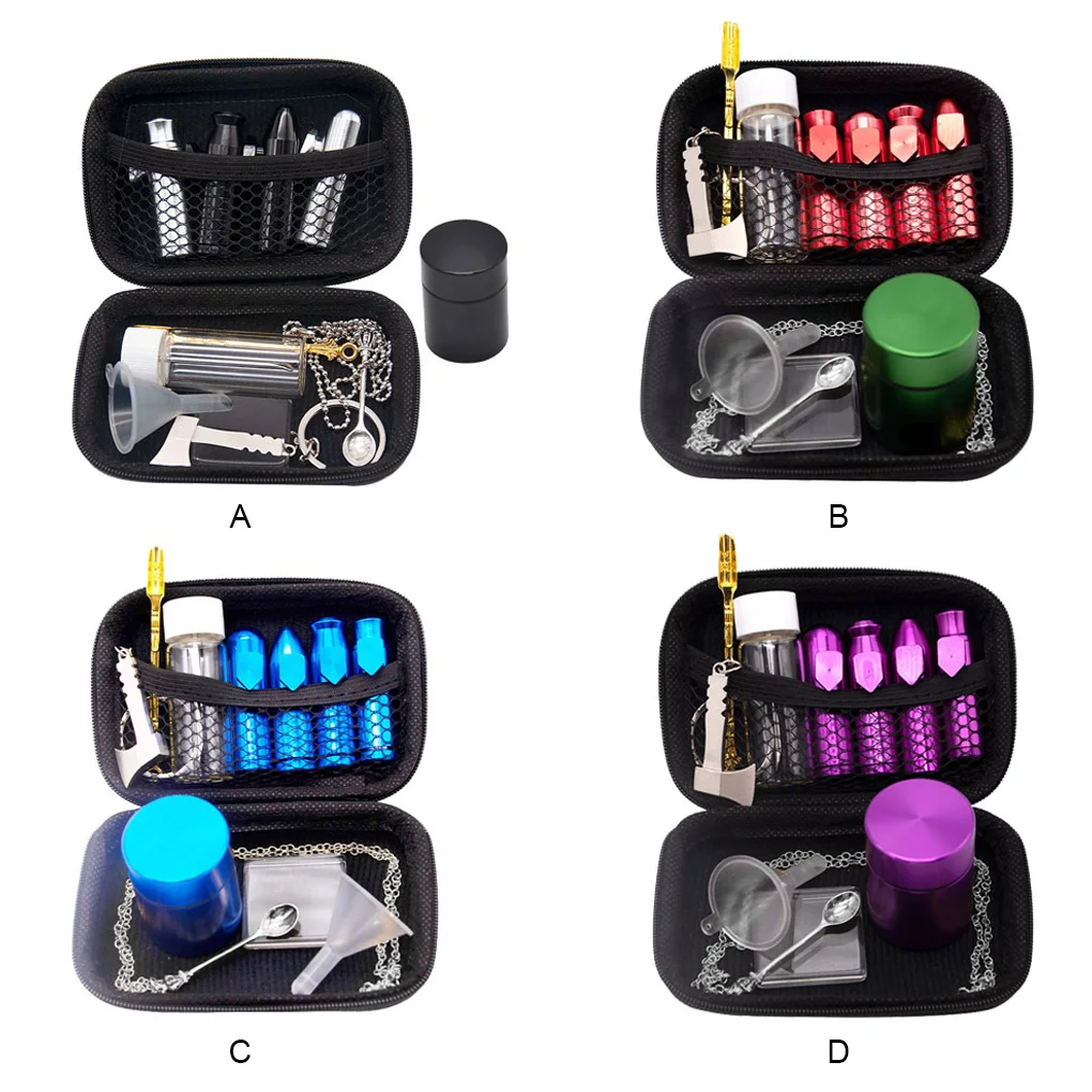

12PCS/Set Snuff Bottle Dispenser Spoon Plastic Funnel Oil Can Portable Metal Large Capacity Snorter Accessories Kit