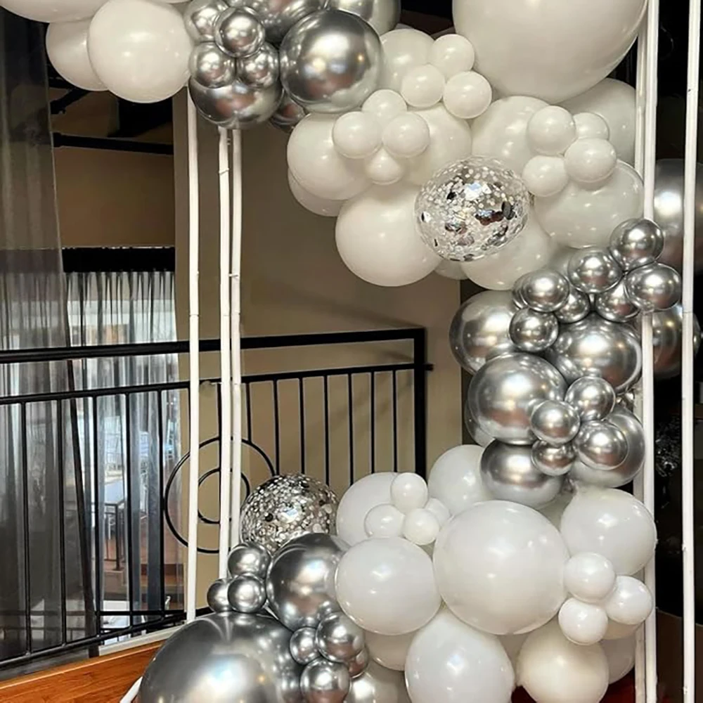 Белая свадебная Декоративная гирлянда с воздушными шарами металлическая