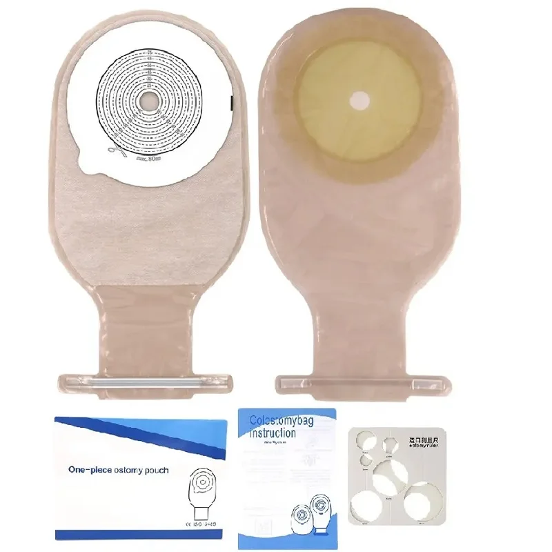 

10Pcs One Piece Disposable Colostomy Bag Max Cut 80mm Medical Ostomy Pouch Bag for Ileostomy Stoma Care