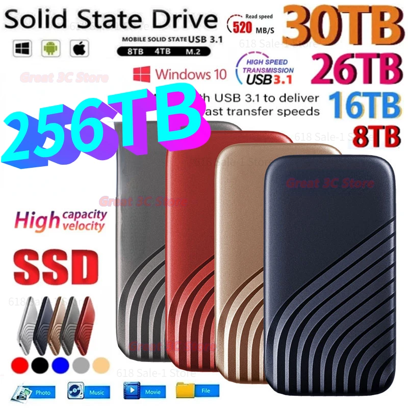 

256TB Original portable Ssd 2tb M.2 External Hard Drive high-speed Type-C/USB 3.1 Solid state drive 16TB Hard Disk For pc/Ps4