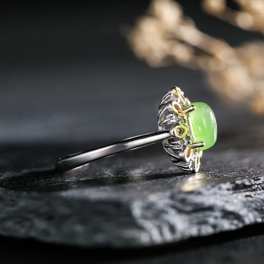 Кольцо из стерлингового серебра S925 с цветочным дизайном в сочетании