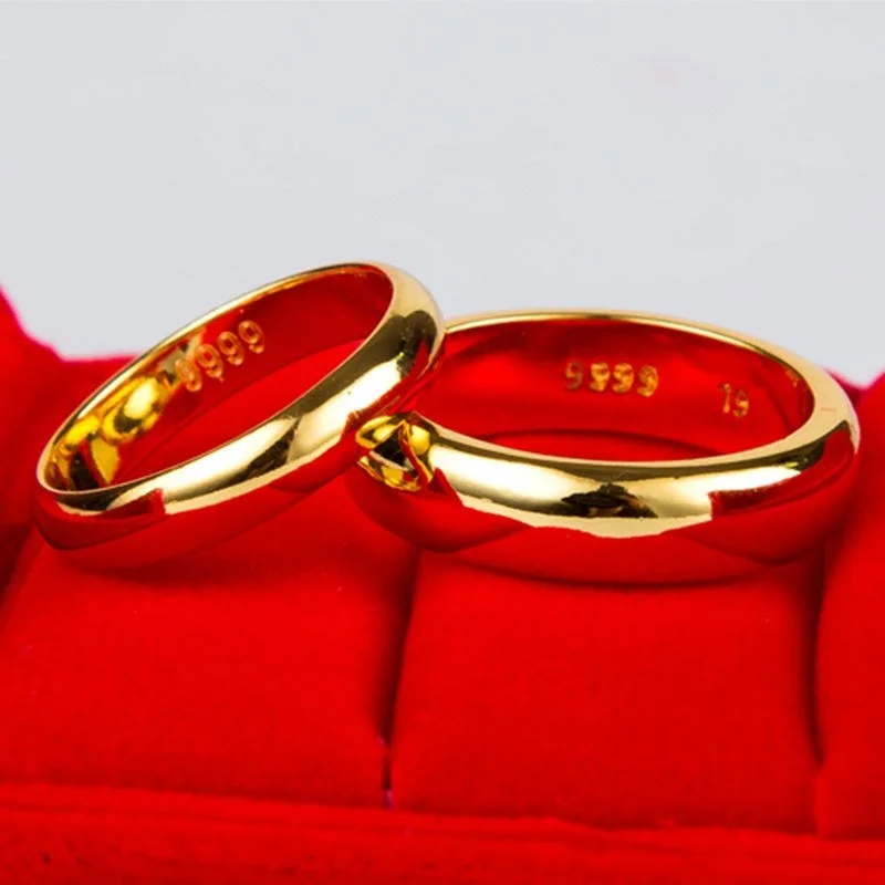 

Online Popular Thousand Foot Pure Gold Ring Vietnam Shajin Closed Mouth Gift for Men and Women Lovers Smooth Face Ring