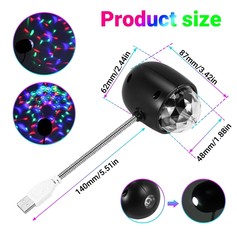 USB фонарь вращающийся RGB