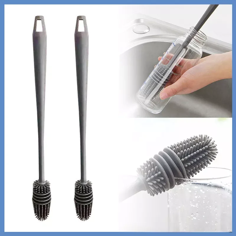 

Silicone Milk Bottle Brush 360 Long Handle Cup Brush Handheld Soft Head Food Grade Household Kitchen Watering Cleaning Brushes