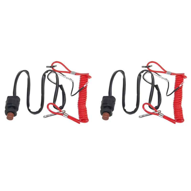 

2X Outboard Cut Off Switch, For Yamaha Tohatsu Tether Emergency Kill Stop Switch Safety Tether Lanyard Protect