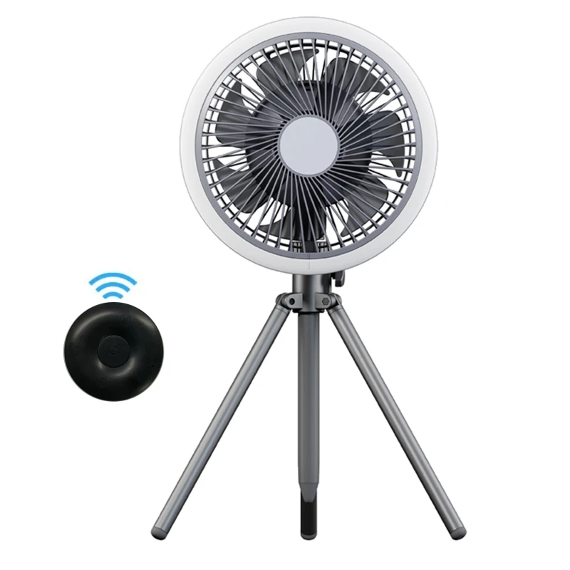 

Remote Control Camping Fan with LED Lantern Oscillating Tripod Ceiling Fan E8BE