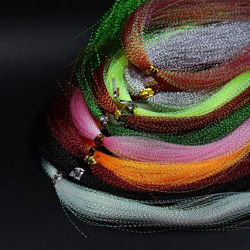 

Holographic Tinsel Crystal Flash String Jig Hook Lure Material (100 Fishing Roots) Pcs Making Multicolor Strong Strength Fish