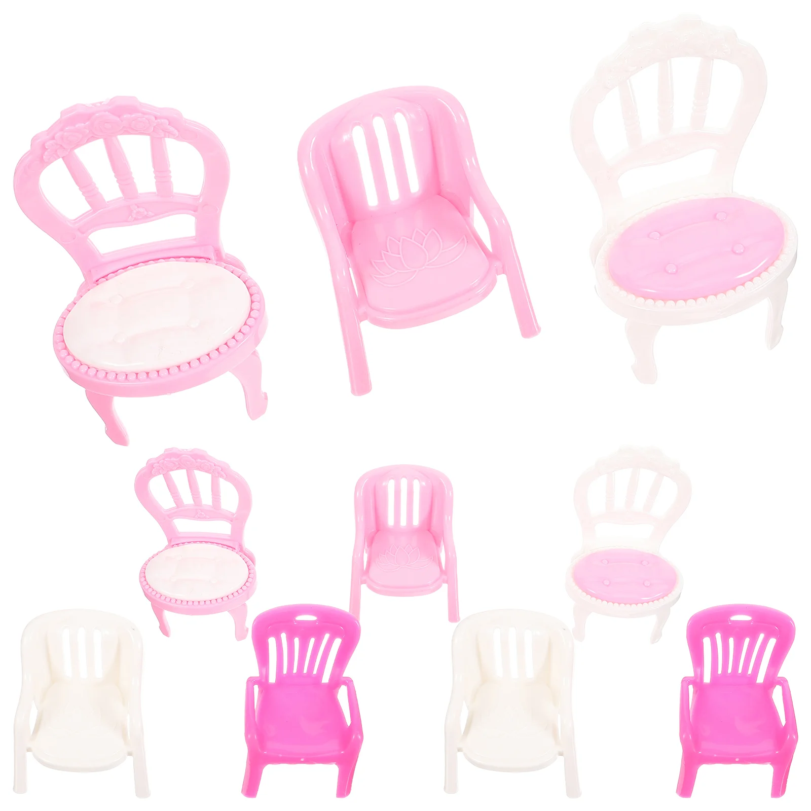 

10pcs Simulated Miniature Chair Toy Mini Accessories Chair Modeling Decor Plastic Miniature Furniture