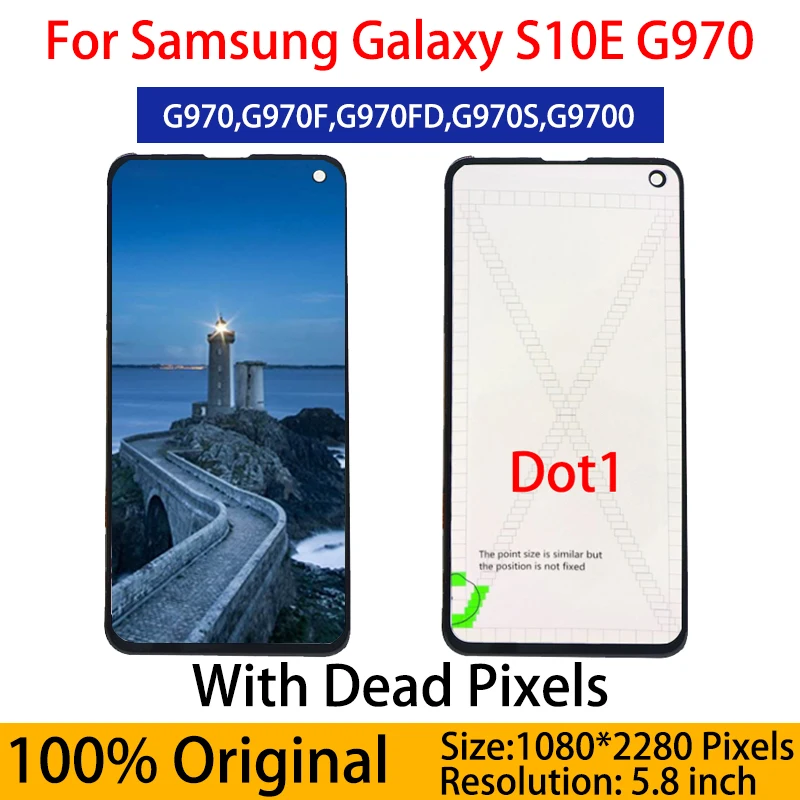 

100% Оригинальный ЖК-дисплей S10 E G970F G970FD дисплей для SAMSUNG Galaxy S10e LCD G9700 сенсорный экран дигитайзер в сборе с черной точкой