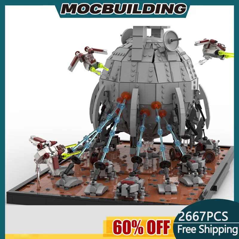 

MOC-97760 The Battle of Geonosis Diorama with Core Ship Clone Wars New Space Wars 2022 MOC Building Block Model Kid Toys Gifts