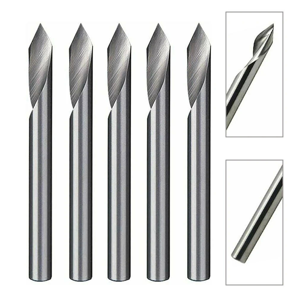 

5pcs 45 Deg V Groove Single Flute Tungsten Steel Spiral CNC Milling Cutter Router Bits Cricut 1/8" Engraving Carpentry Tools