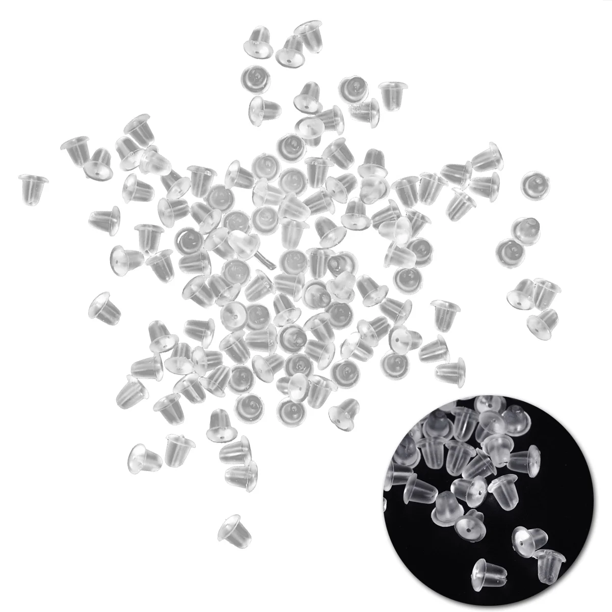 

100 Pcs Ear Caps Women's Silver Clutch Bag Stopper Replacement Earring Plastic Backings Accesories