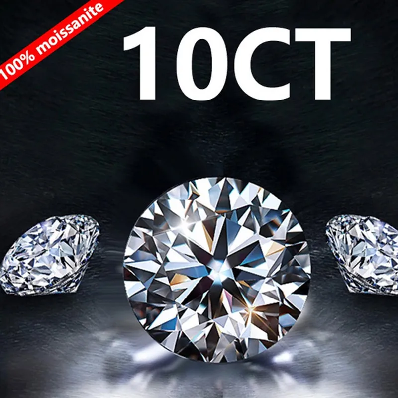 

New High Quality 10ct 14.0mm White Moissanite Diamond D Color high Quality Cut VS1 Loose Gem, with Authoritative GRA Certificate