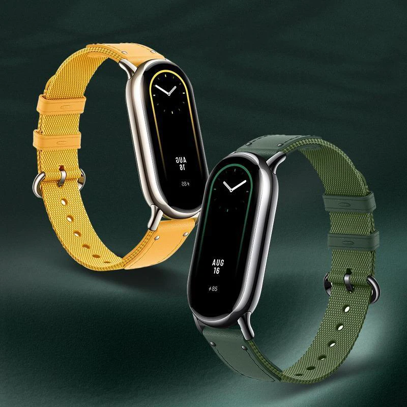 Original Strap for Xiaomi Mi Band 8 Bracelet Fashion Leather Replacement Wristband Miband 8 NFC Correa Mi Band 8 Canvas Straps