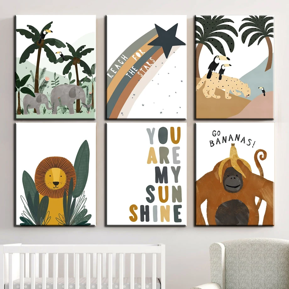 

Wall Art Canvas Elephant Toucan Flamingo Lion Orangutan Quotes Nordic Posters Prints Living Room Pictures Painting Home Decor