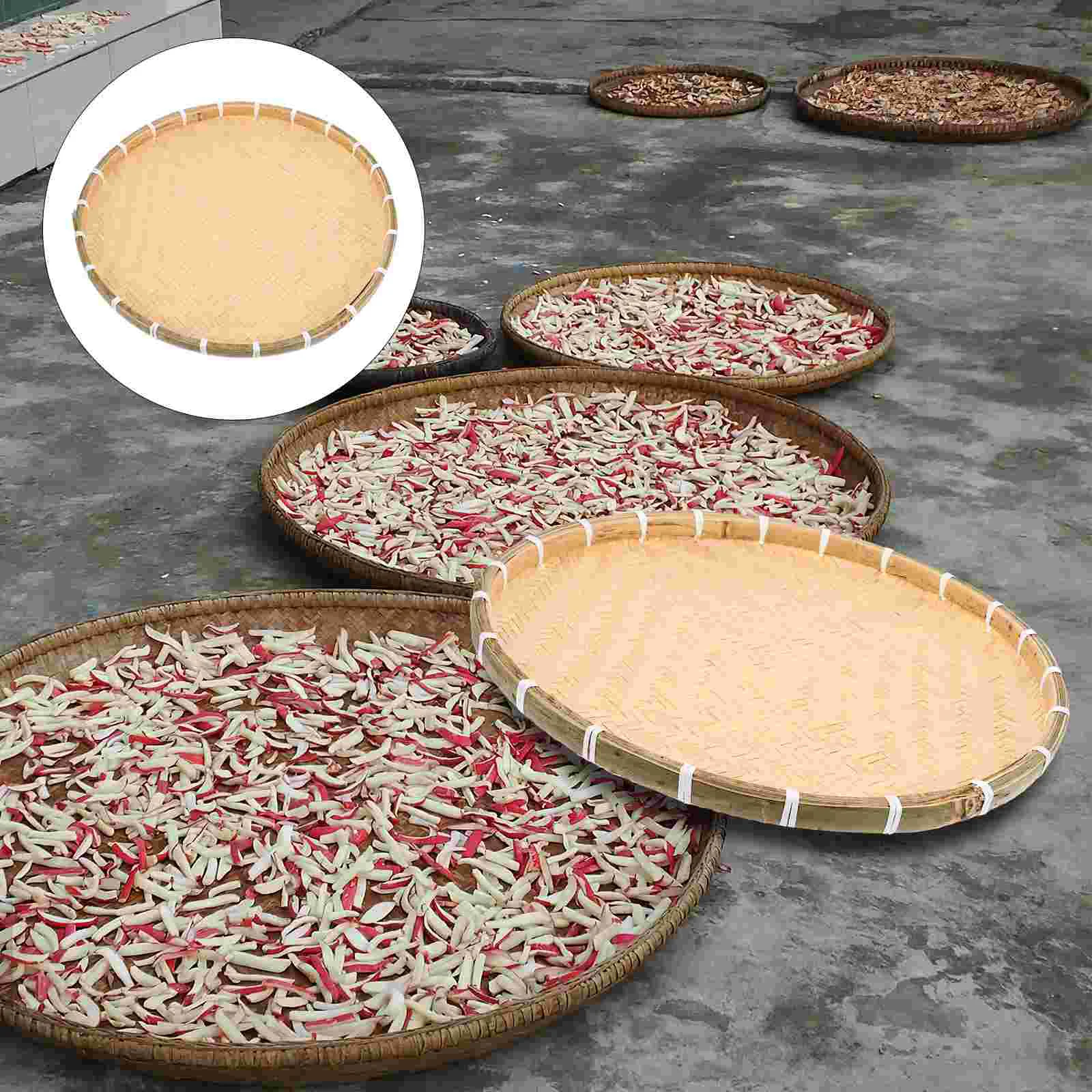 

Food Drying Bamboo Tray Bamboo Woven Pastry Plate Pastoral Style Tray Container Crazy