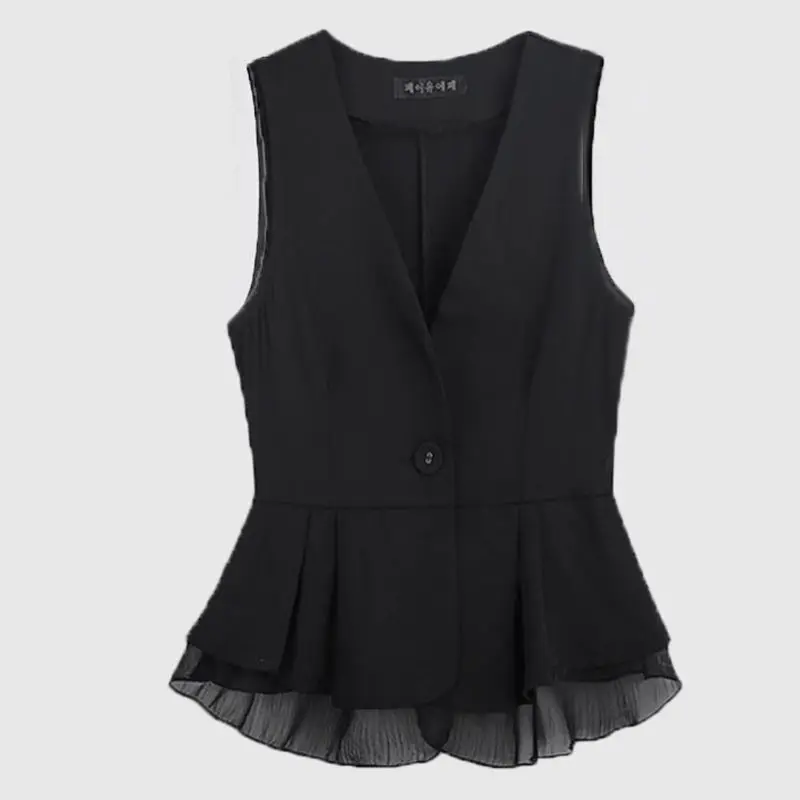 

Women's Vest Waistcoat New 2023 Spring Summer Spring Ruffle Suit Vest Jacket Women's Cotton Linen Vest Short Coat All-Match G11