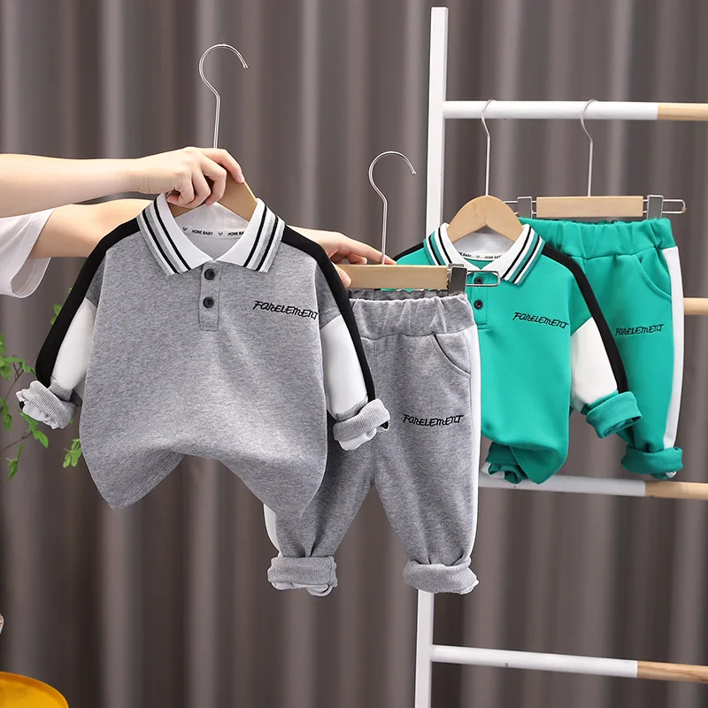

New 1-5 Years Long Sleeve Boys Clothes O-neck Kids Clothing Sets Cotton Tracksuit for Children Pullover Boy Outfits 2022