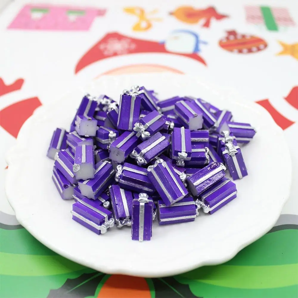 

10 шт. украшения, имитация украшения, аксессуары, миниатюрная рождественская подарочная коробка, ювелирные изделия из смолы, масштаб 1/12