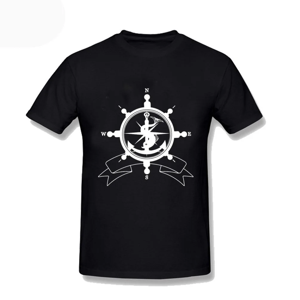

Sea Helm Symbol Anchor Compass Travel Pirates Funny T Shirt Funny Geek Men Short Sleeve Camisas Hombre Black Men's T Shirts tops