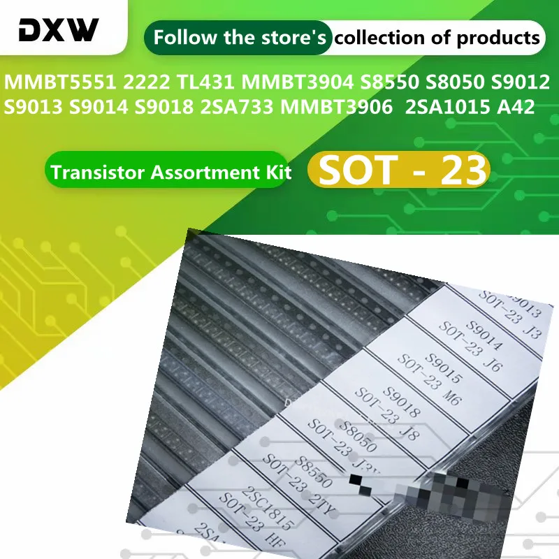 525 шт./партия, набор SMD транзисторов, 21 тип x25 шт. MMBT5551 2222 TL431 MMBT3904 S8550 S8050 S9012 S9013 S9014 2SA733 3906