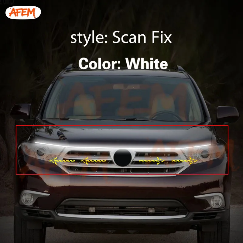 

ДЛЯ Toyota Highlander 2008-2013 Обновление светодиодных дневных ходовых огней сканирования капота автомобиля DRL направляющая декоративная лампа окружающего света 12 В