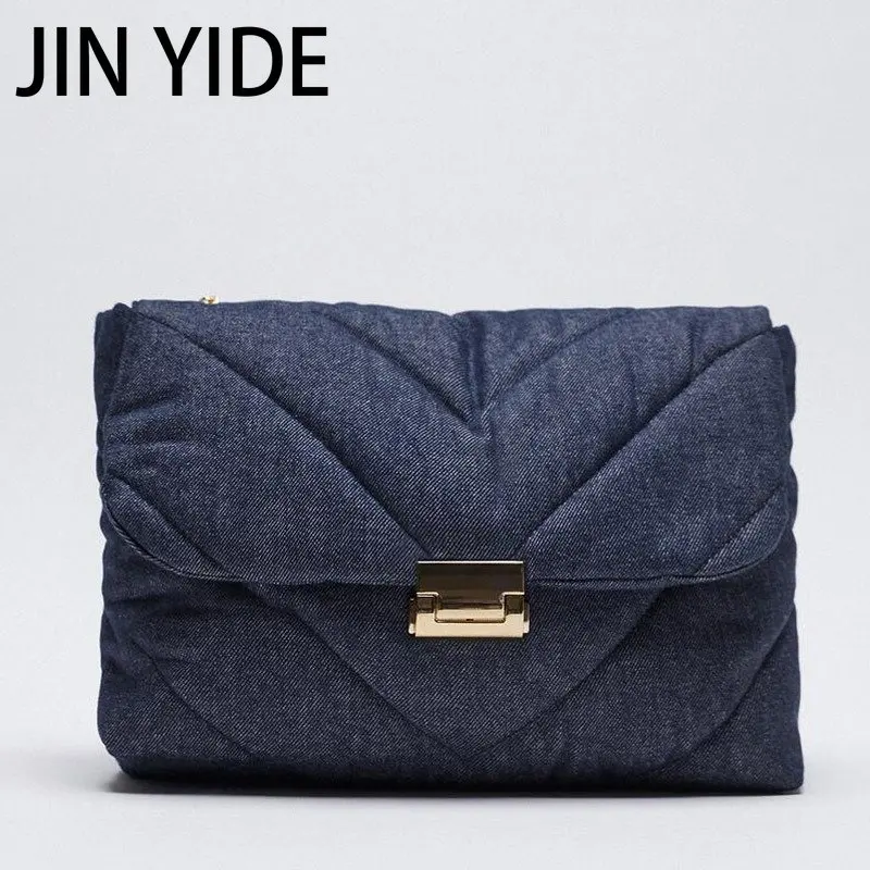 Купи Vintage Blue Denim Quilted Women Shoulder Bags Designer Brand Handbags Luxury Chains Jeans Messenger Bag Large Tote Female Purse за 1,351 рублей в магазине AliExpress