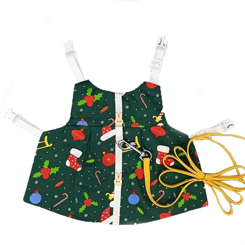 

Rabbit Costume Christmas Dress Bunny Harness Leash Set for Squirrel Chipmunk
