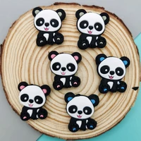 27mm 10pclot panda silicone beads baby teething pacifier chains toy necklace accessories safe food grade nursing chewing kawaii