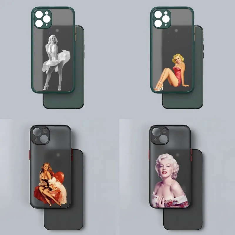 Матовый Прозрачный чехол Marilyn для IPhone 12Pro 13 11 Pro Max Mini Xs X Xr 7 8 6 6s Plus Se 2020 |
