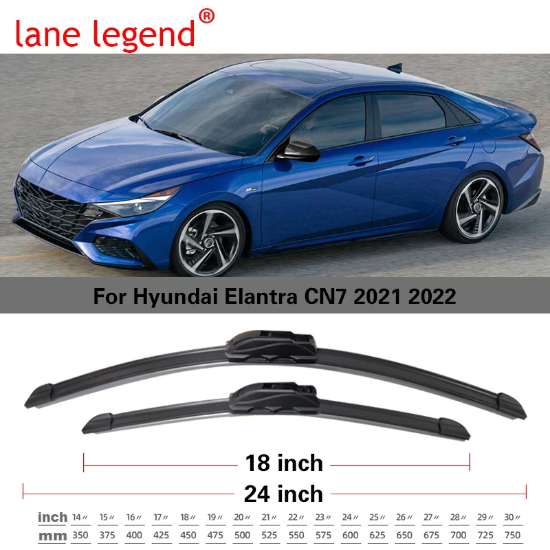 Для Hyundai Elantra Avante i30 Sedan CN7 2021 2022, щетки стеклоочистителя, резиновые ветровое стекло, лобовое стекло, замена автоочистки