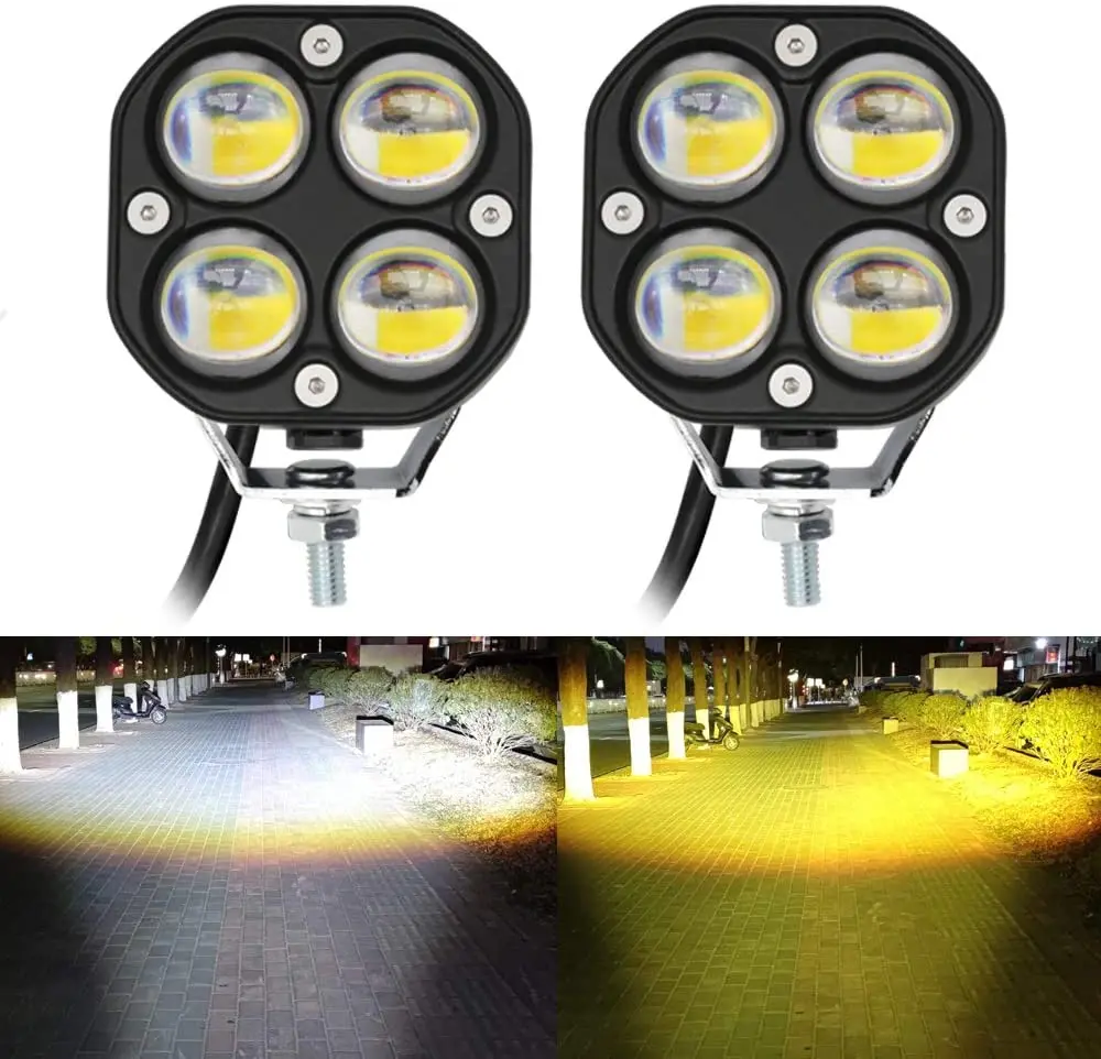 

LED Pod Lights Driving Fog Lights Amber/Yellow White Dual Color 2Pcs 40W 3Inch LED Driving OffRoad Lights Work Auxiliary Lights