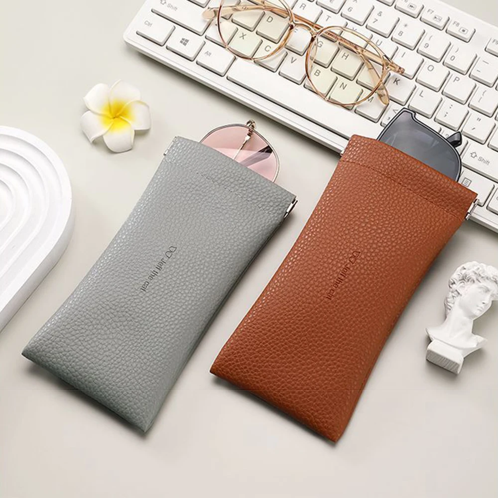 Футляр для очков женский из искусственной кожи с автоматическим закрытием